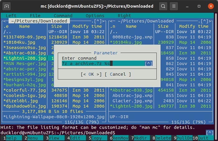 Manage Archives With Mc Manually 7z Selection