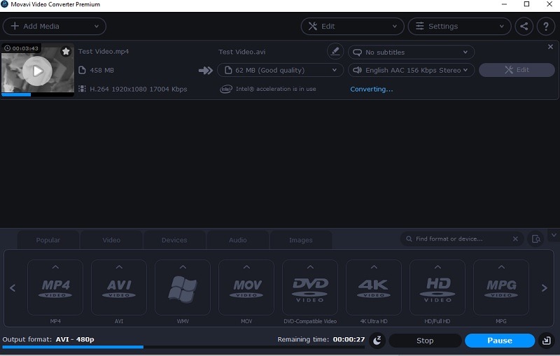 Movavi Video Converter 20 Premium Converting