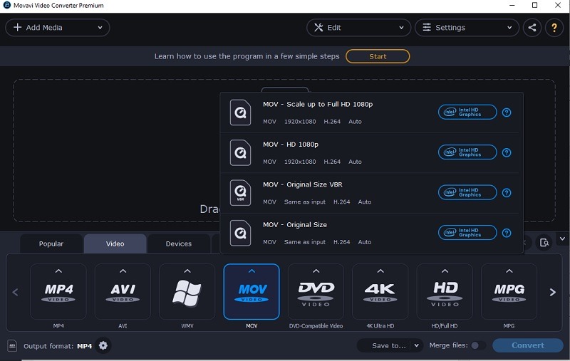Movavi Video Converter 20 Premium Mov Formats