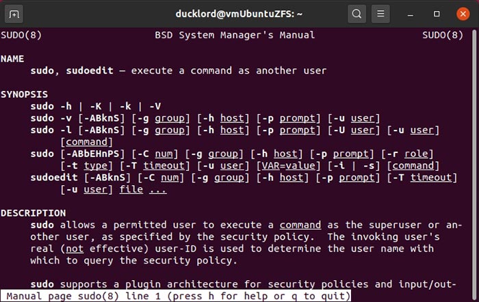 Example of using terminal in Linux.