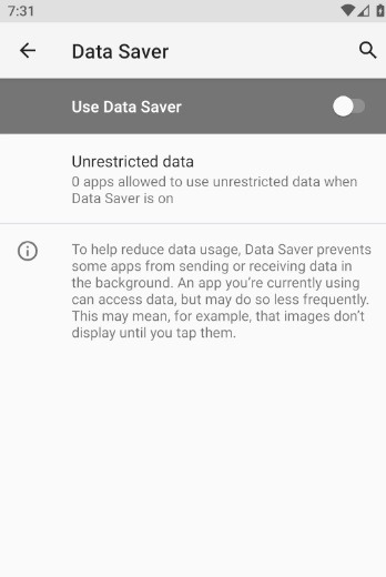 Android Apps Internet Data Saver Off