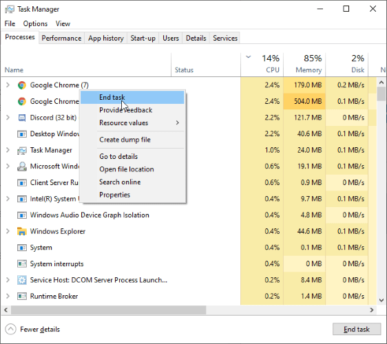 Task Manager Guide Processes End