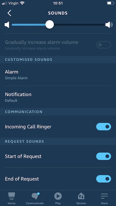 Your Alexa-enabled device can play a sound when it starts processing a request, and when it finishes processing that request.