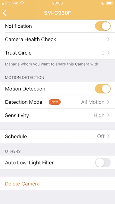You can setup motion detection, inside the Alfred app for Android and iOS. 