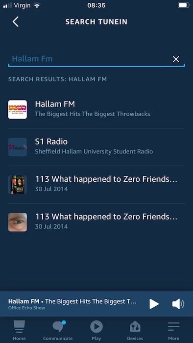 You can play and pause radio stations via the Amazon Alexa app, and change the volume on your connected Alexa-enabled device.