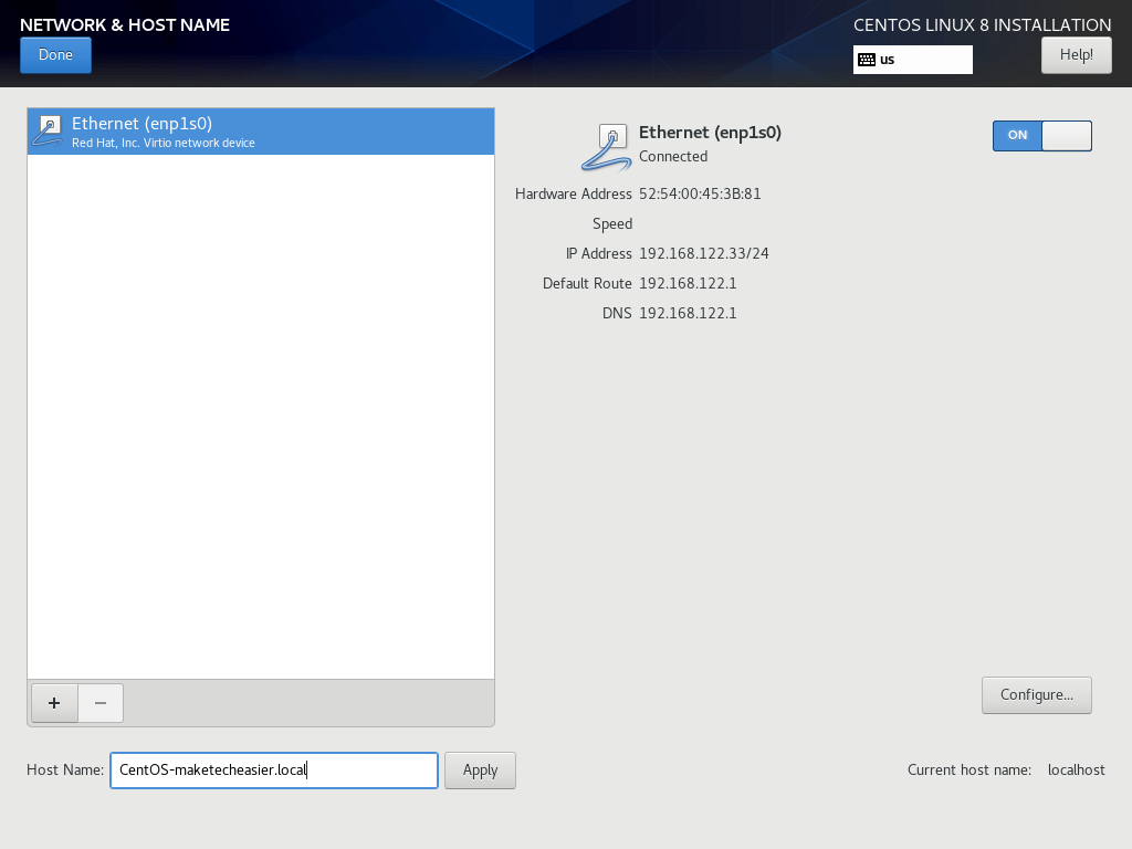 Anaconda Centos Hostname