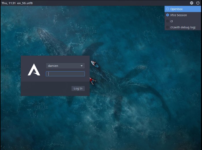 Arcolinux Desktop Manager Session 1