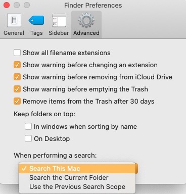 Best Mac Finder Preferences Default Search