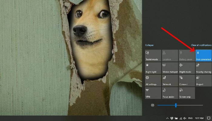 Bluetooth Windows Action Center Bluetooth Windows Action Center
