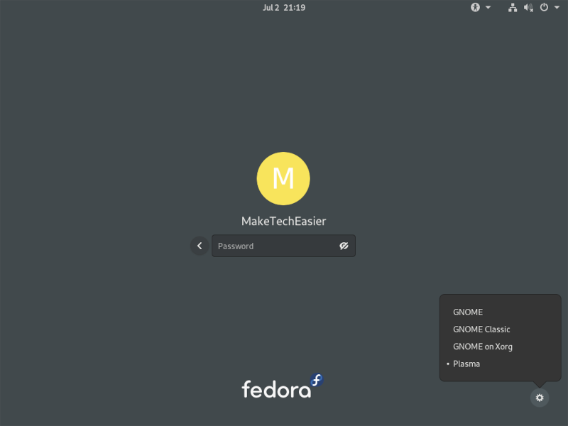 Fedora Desktop Switch Choosing Kde