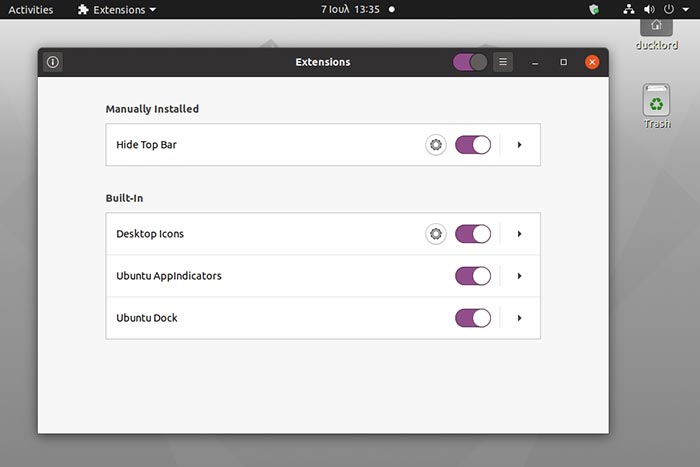 Apply Changes in Extensions App in Ubuntu