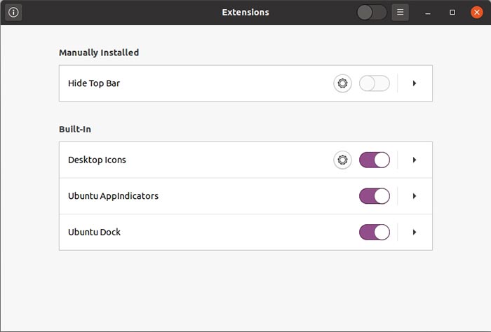 Extensions App Option To Hide Desktop Icons In Ubuntu