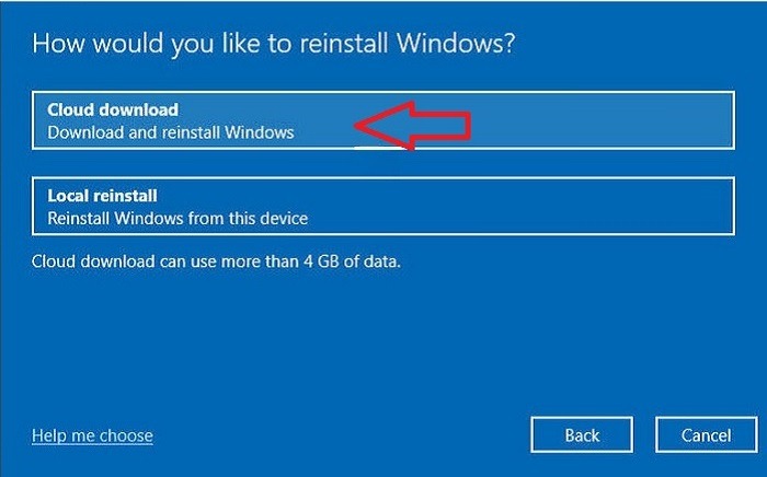 Using The Windows 10 Factory Reset Cloud Option Cloud Download