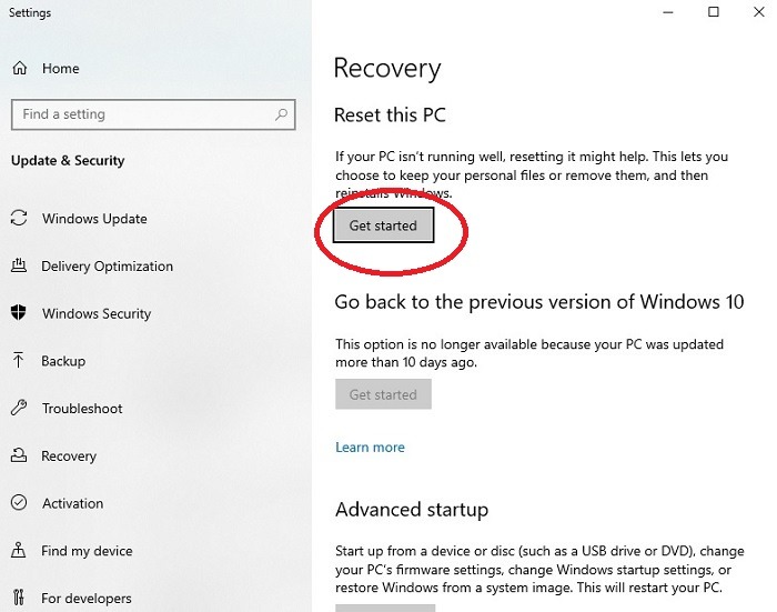Using The Windows 10 Factory Reset Cloud Option Reset