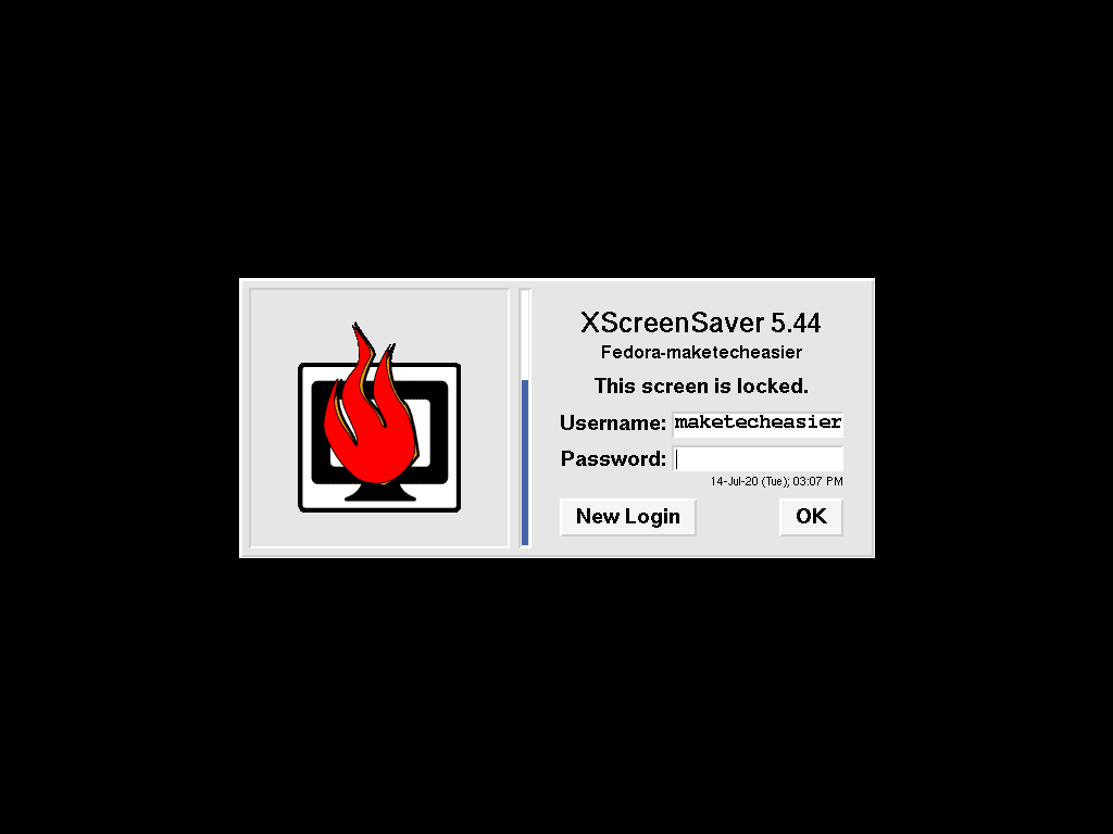 Xfce Fedora Lock Screen