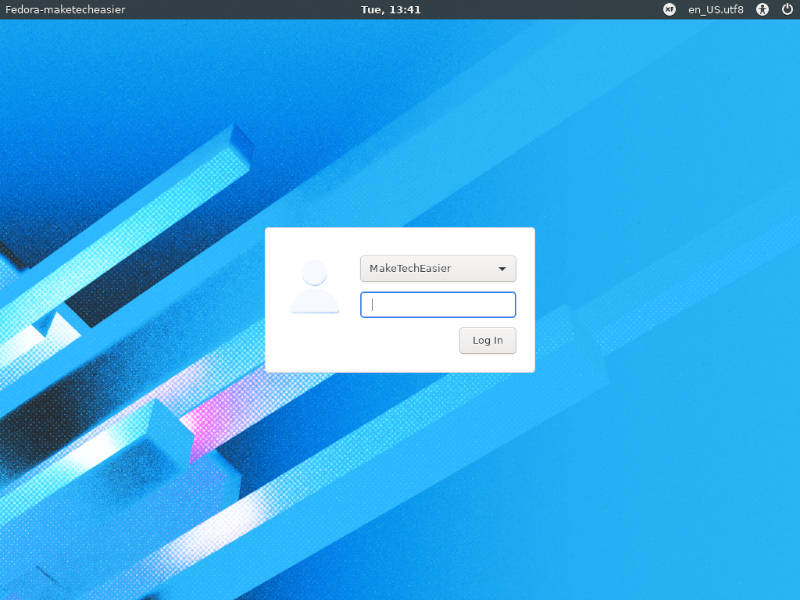 Xfce Fedora Login Screen