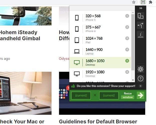 Chrome Web Window Resizer
