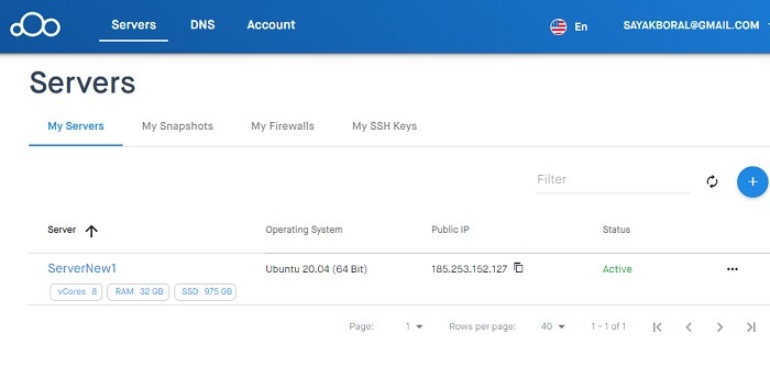 Clouding.io Server Active 1