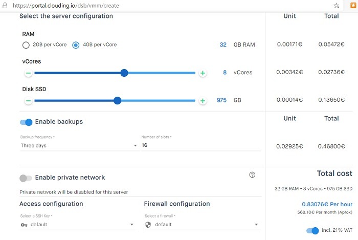 Clouding.io Server Details 1