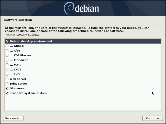 Debian Install Choose Software
