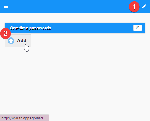 Add account in GAuth