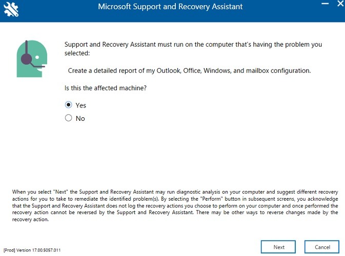 Outlook Issues Support Recovery Assistant 1