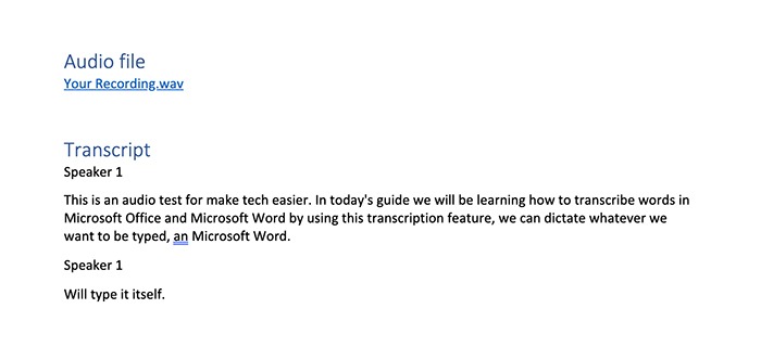 Transcribe Audio Microsoft Word Insert Transcript