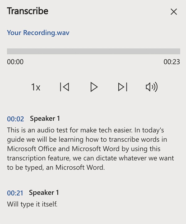 Transcribe Audio Microsoft Word Transcript