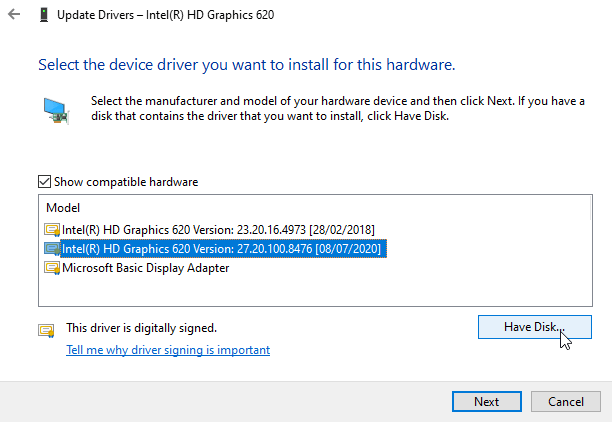 Unvalidated Drivers Disk