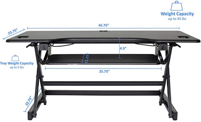 Deal Rocelco Standing Desk Converter Dimensions
