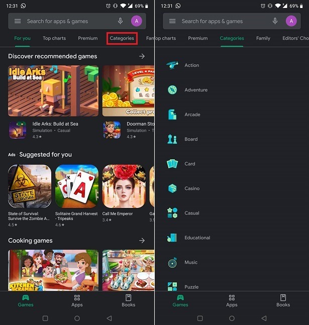Find New Games On Android Play Store Game Categories
