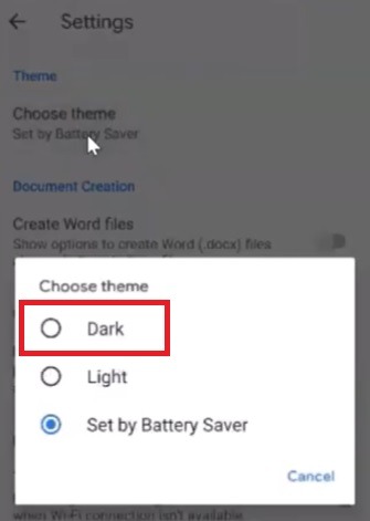 How To Enable Google Docs Dark Mode On Android Dark