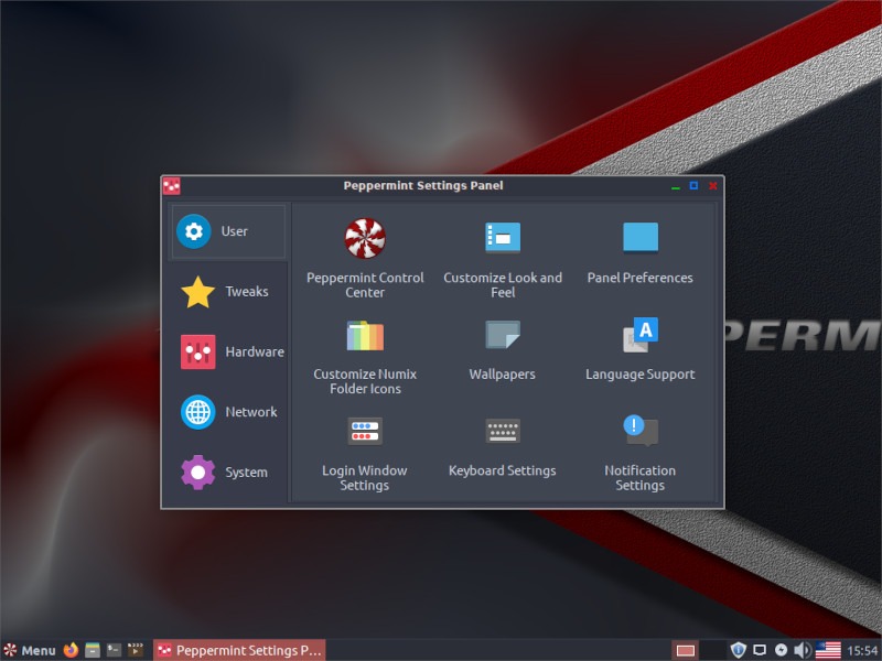 Lxde Peppermint Settings Panel