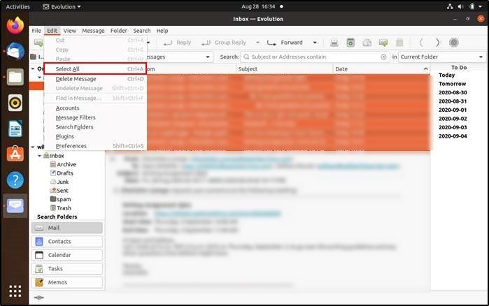 Migrate Evolution Thunderbird Select All