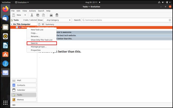 Migrate Evolution Thunderbird Tasks Save