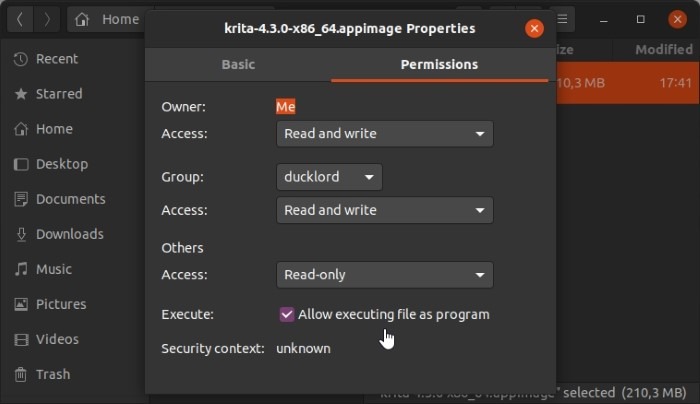 Install Latest Krita In Ubuntu Allow Executing As Program