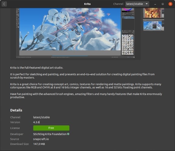 Install Latest Krita In Ubuntu Check Snap Version