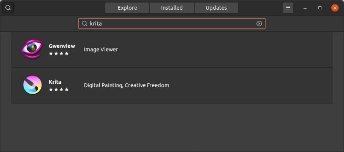 Install Latest Krita In Ubuntu Search In Software Center