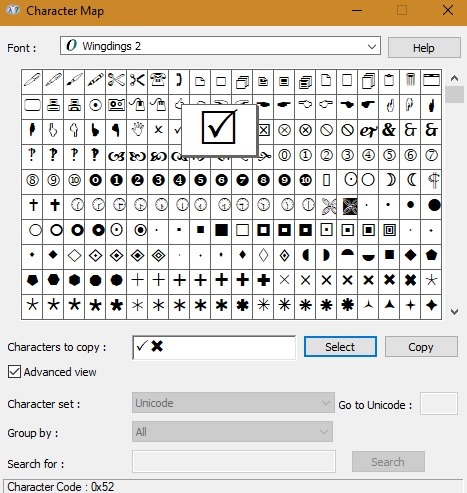 Word Checkmark Charmap Check And Wrong