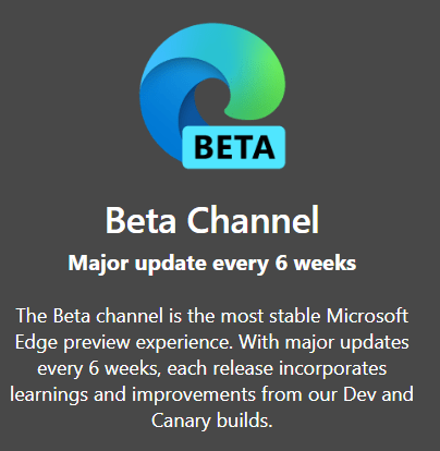 Edge Browser Types Beta