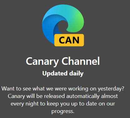Edge Browser Types Canary