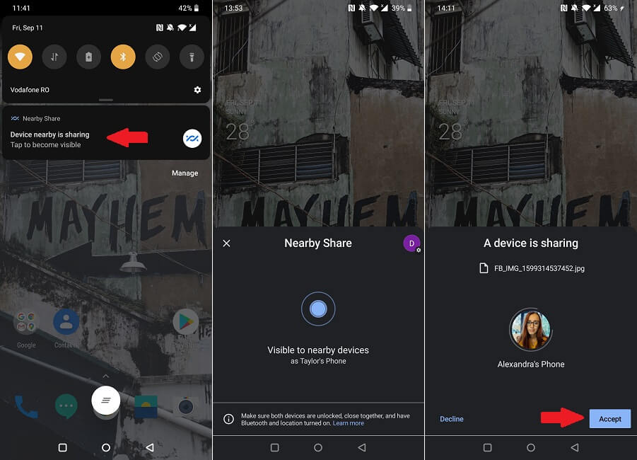 How To Use Nearby Share Accept Sharing