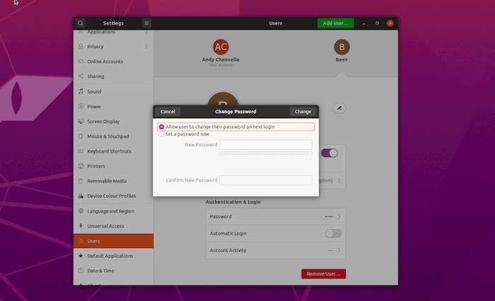Multiuser Change Password