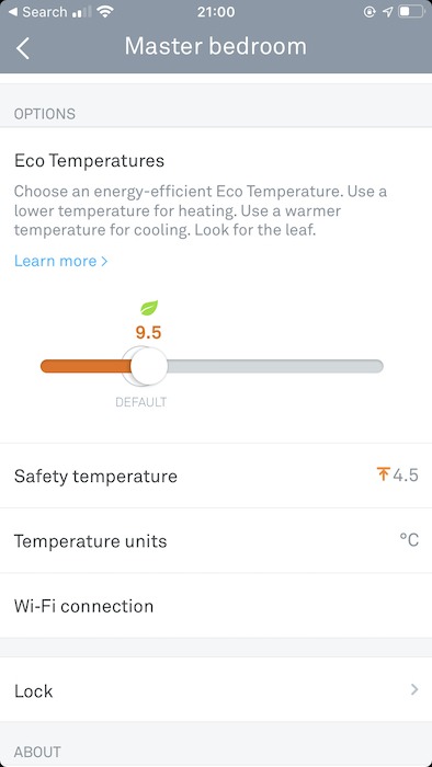 You can modify the Eco Temperatures settings, inside the Nest app.