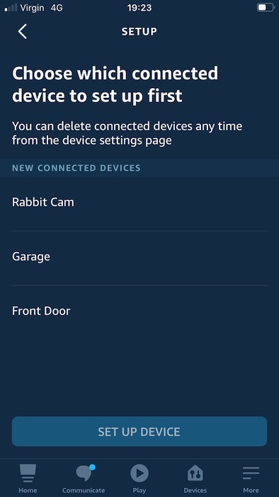 You can now work your way down the list of detected devices, tapping each in turn and then selecting "Set Up Device."