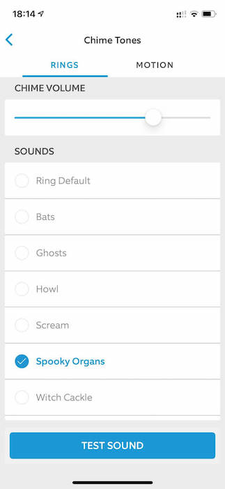 Ring has a range of spooky chime sound effects, including screams, howls, and eerie laughter.