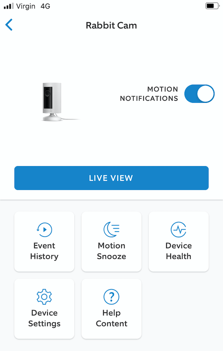 You can enable and disable motion notifications, by tapping the "Motion Notifications" slider.