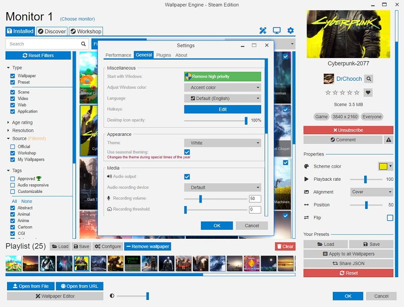 Wallpaper Engine Settings