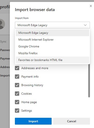 Chrome Bookmarks Edge Import Html File