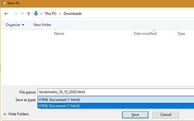 Chrome Bookmarks Export Save As Html